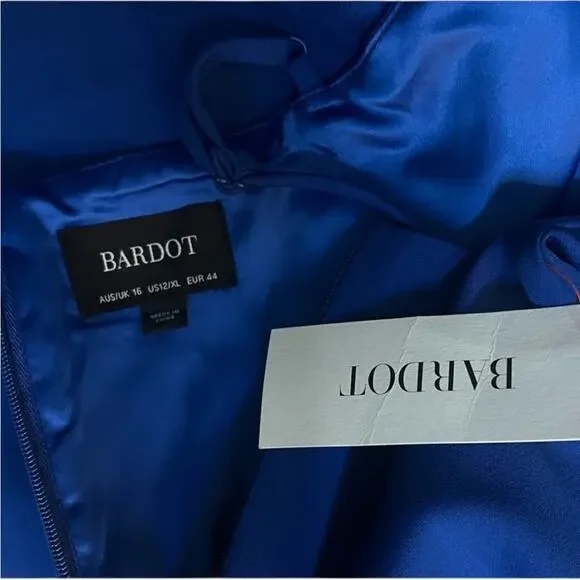 *NWOT BARDOT Blue Tie Open Strappy Back Slit in Back Midi Dress – Sz 12 - Picture 6 of 6